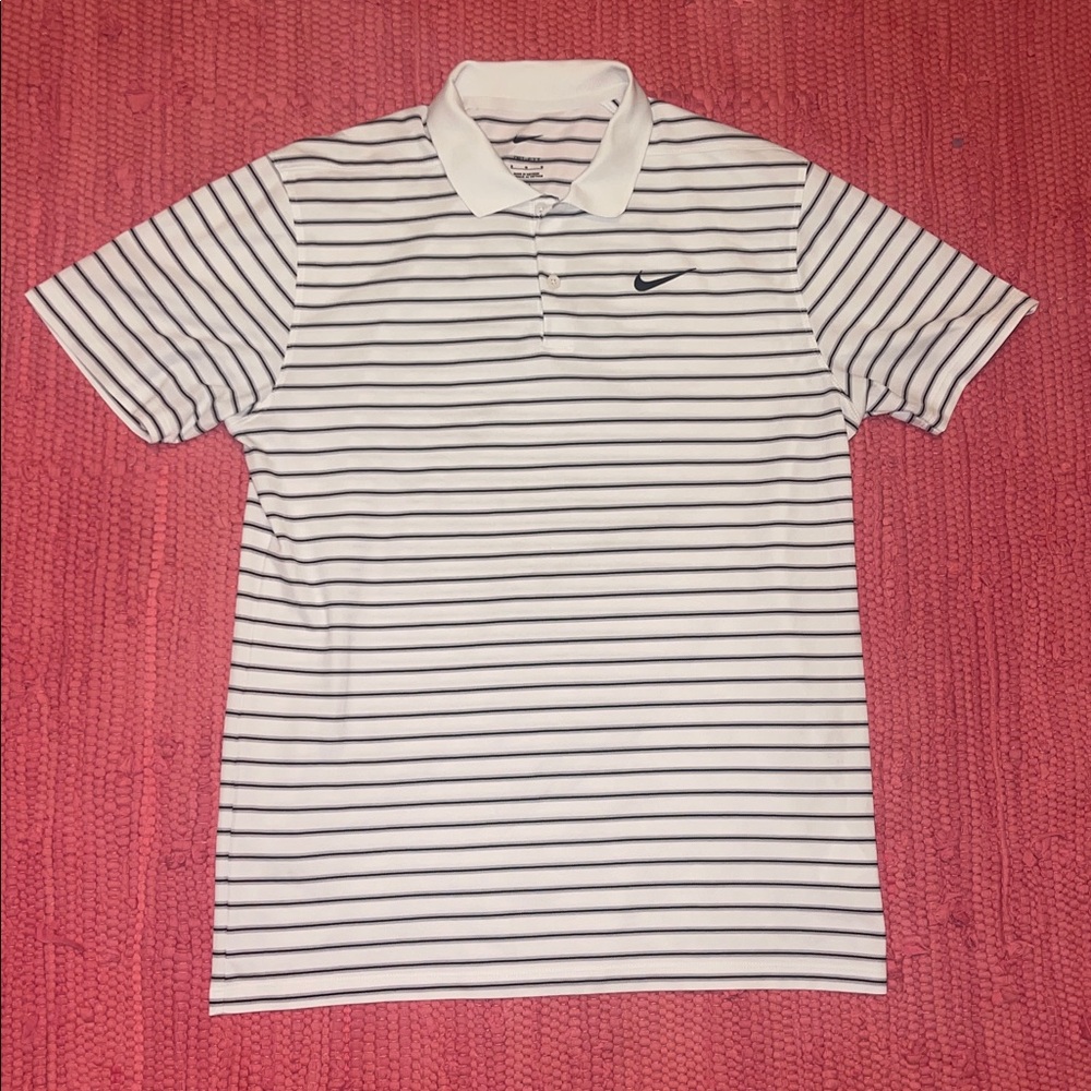 Nike Men's Polo Shirt - Black and White Stripes